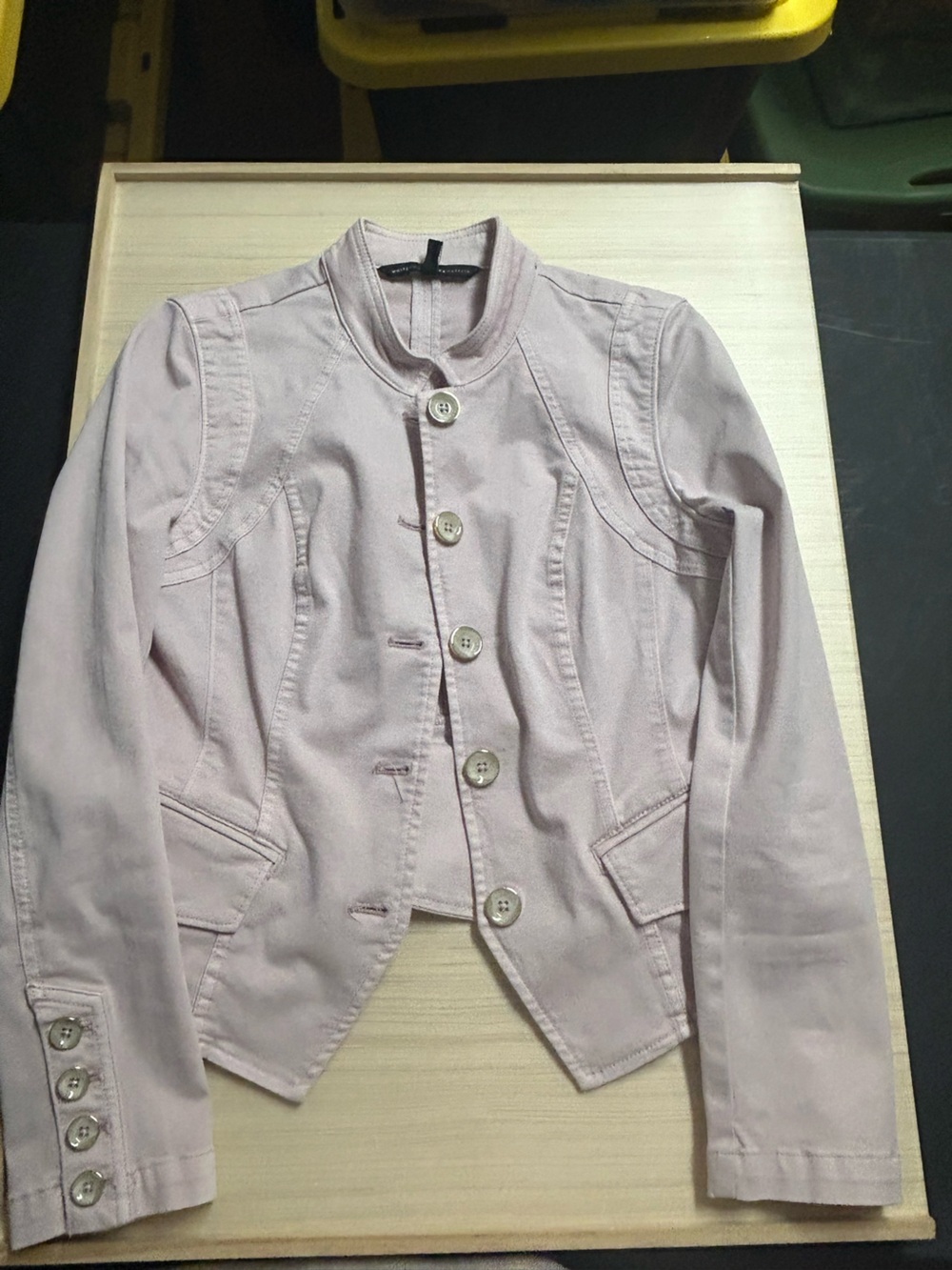 White House Black Market Light Lavender Button-Front Jean Jacket